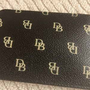 Dooney & Bourke Black Monogram Leather Card Holder Clear ID Window 4” x 2.75”